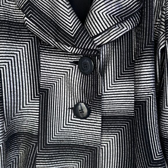 Joseph Ribkoff Black Gray Geometric Structured Collar Blazer Jacket Size 22 - Picture 5 of 11